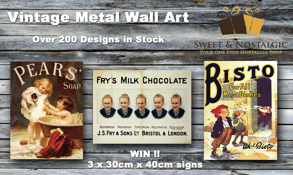 Win a Lot of Sweet & Nostalgic Vintage Metal Wall Signs, Vintage Advertising Signs, Popular household brands, Blog Anniversary, The Frenchie Mummy