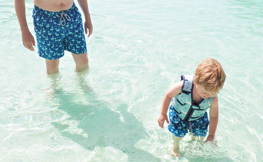 Baba Fashionista with Tom & Teddy, Review, Giveaway, Matching Swimwear for Men & Boys, UV-protected Trunks, Swimwear