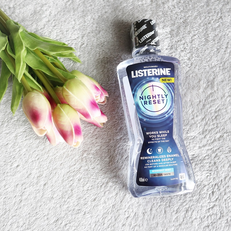 LISTERINE® Nightly Reset, alcohol-free mouthwash, Clean Deeply & Remineralize Enamel, Mouthwash Review, Oral Care Routine
