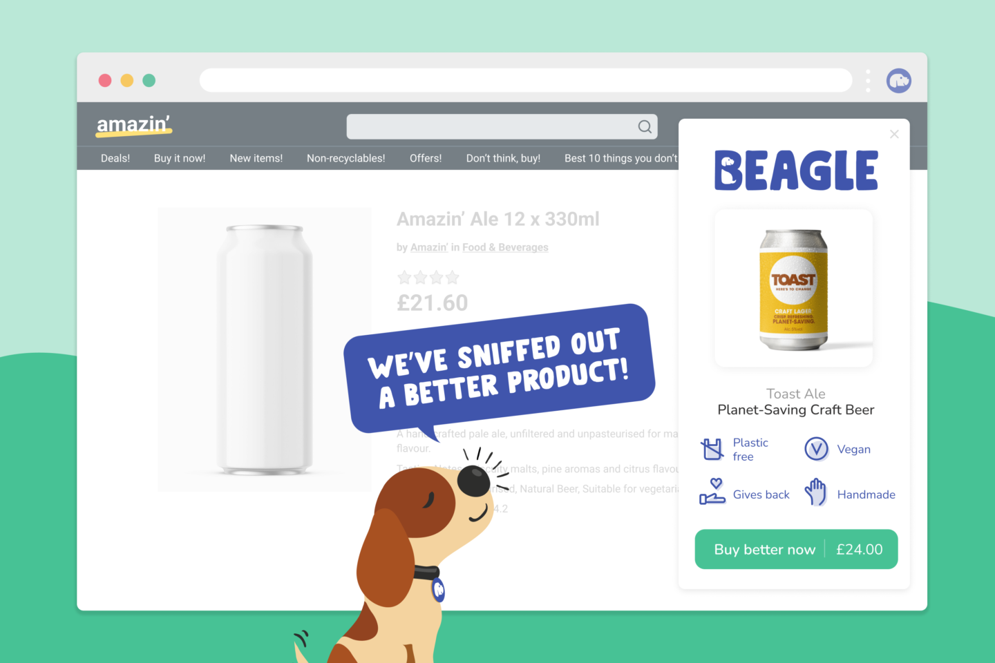 The Beagle Button, Browser Extension, Download, Sustainable Living, Sustainable Shopping, Planet-Friendly, Eco-Friendly, App and Technologies, Shopping Online, Sustainable Brands, the Frenchie Mummy